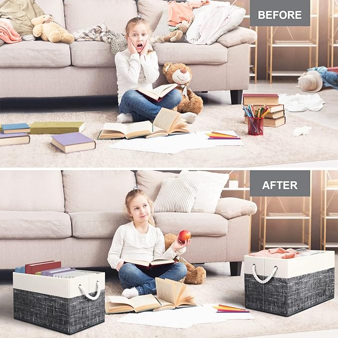 Fab totes Storage Bins [6-Pack], Foldable Storage Baskets for Organizing Toys, Books, Shelves, Closet, Large Storage Box with