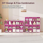 UNKU Cube Storage Organizer, 16 Cube Closet Organizer Storage Shelves, DIY Stackable Bookcase, Clothes Organizer Shelf for Cl