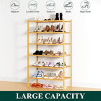 Smiry Shoe Rack, 6 Tier Thick Bamboo Shoe Organizer, Stackable Free Standing Wooden Shoe Storage Shelf for Closet, Entryway, 