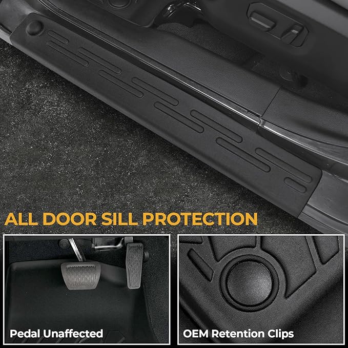 Floor Mats for Jeep Wrangler JL 4XE 4-Door 2021-2025 2026, All Weather Floor Mats Trunk Cargo Liner with Backrest Protectors and Door Sill Guards Accessories, Full Coverage Set