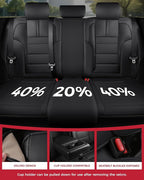 FREESOO Black Car Seat Covers Full Set - Faux Nappa Leather Seat Covers for Cars, with Front Seatbelt Pads, Waterproof Breath