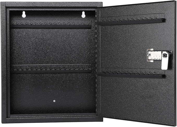 KYODOLED Locking Key Cabinet, 60 Key Storage Lock Box with Code, Key Box Wall Mount with Combination Lock, Key Hooks & Tags K