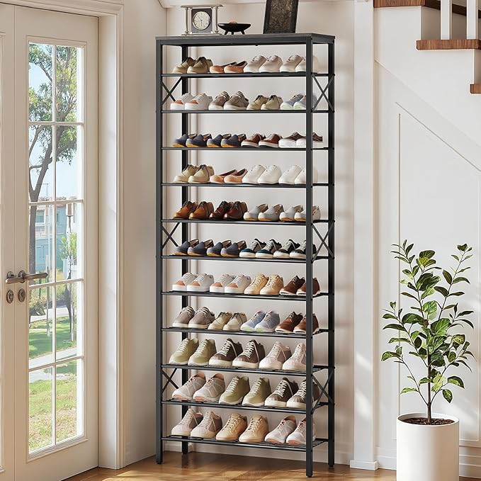 YATINEY 12 Tier Shoe Rack, Large Capacity Shoe Storage Organizer Holds 48 Pairs, Sturdy and Stable, for Entryway, Hallway, Cl
