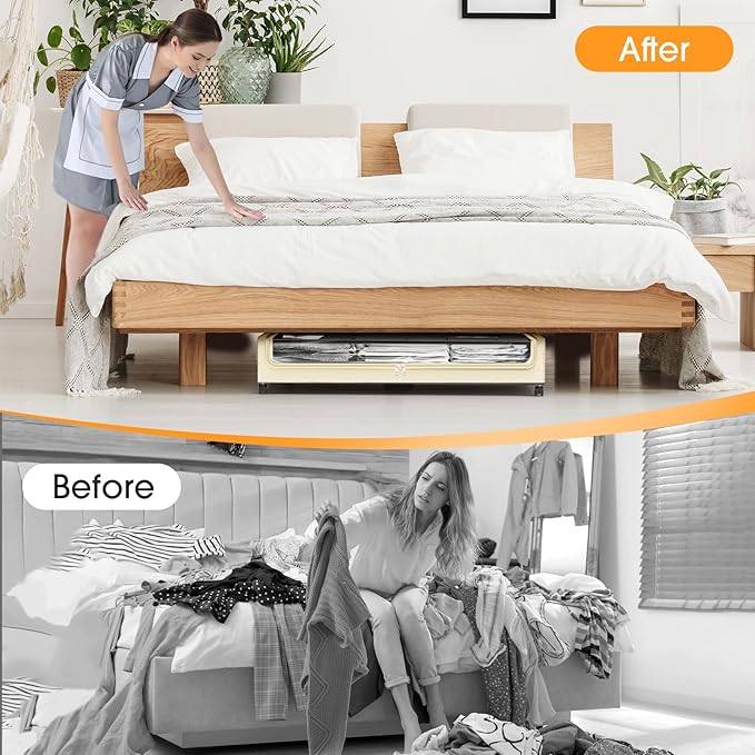 Under Bed Storage with Wheels 1Pack Underbed Storage with Clear Window&Label Under Bed Drawers Large Capacity Rolling Under B