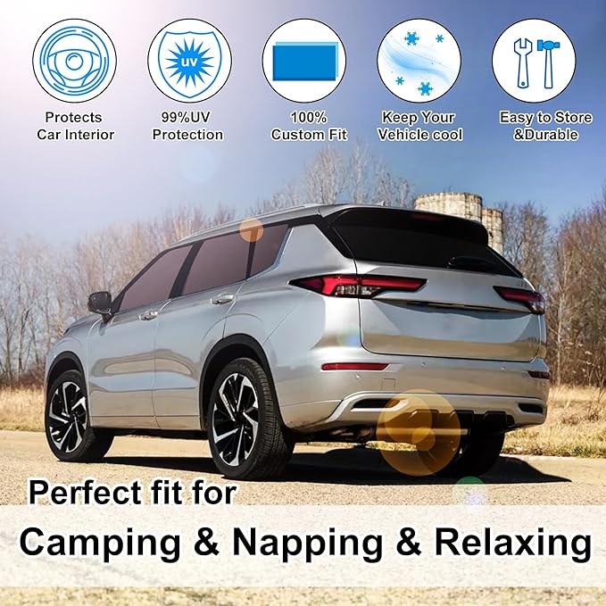 TINGLU Window Shades for Mitsubishi Outlander 2022-2025 2026(NOT for Outlander Sport) Accessories Car Side Full Windows Rear Windshield Sun Shade Camping Sun UV Rays Privacy Protection 8PCS