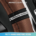 Road Comforts Leopard Steering Wheel Cover for Women, Cute Anti-Slip Microfiber Leather, Universal Fit 14.5-15 Inch Round Ste
