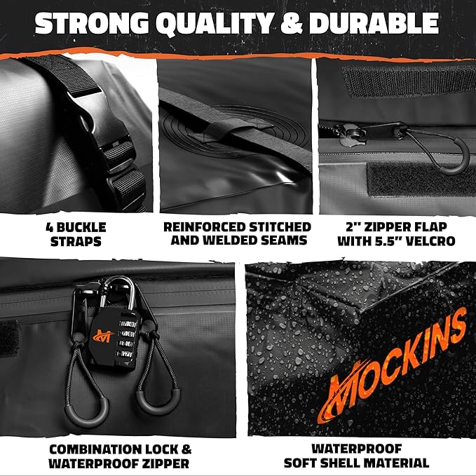 Mockins 85"x24"x4" Extendable Skinny Roof Rack Cargo Carrier w/ 20 CuFt Soft-Shell Rooftop Cargo Bag for Top of Car | 250 Lbs Cap Weatherproof Narrow Car Top Carrier Set w/Straps, Lock, & Carry Case