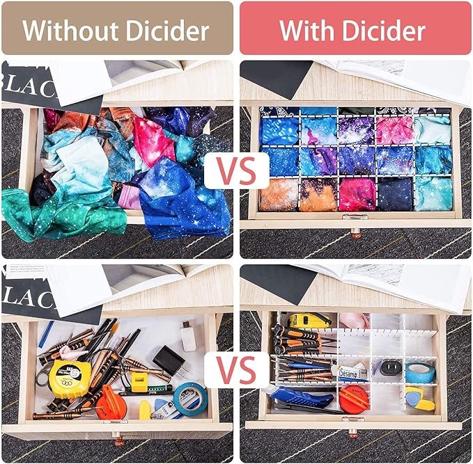 40Pcs Drawer Dividers, Adjustable Drawer Organizer for Socks, Underwear, Makeup, Can Help Tidy Kitchen, Bedroom, Dresser Gree