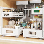 2 Pack 19IN-Depth Under Sink Organizer,Pull Out Cabinet Organizer With Smooth Cylindrical Rail,Metal Slide Out Drawer for Kit