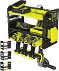 BUILTSTRONG Heavy-Duty Metal Tool Storage Rack - 3-Tier Wall Mount Organizer, Drill Holder, Utility Racks, PegBoard Side, Gar