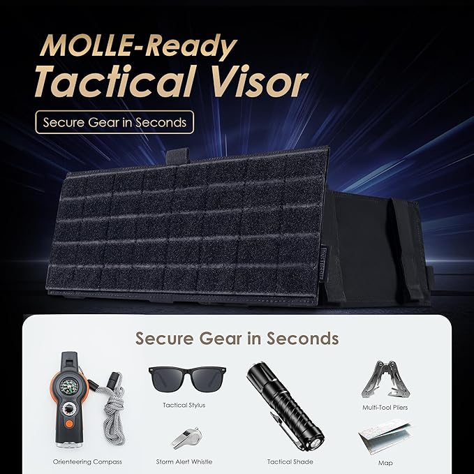 ONETIGRIS MOLLE Visor Cover Pouch with Hook-and-Loop Sealed Pocket (Black)
