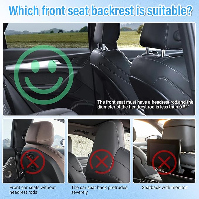 VarCozy Car Steering Wheel Tray, Foldable Hanging Rear Headrest Car Tray with Expandable Tray and Beverage Cup Slot, Portable Car Desk for Laptop Work, Eating, Drinking, and Doodling