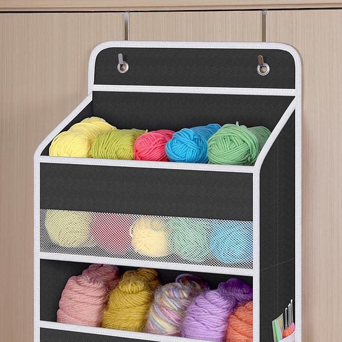 Univivi Door Hanging Organizer Nursery Closet Cabinet Baby Storage with 6 Large Compartments and 8 Side Pockets for Cosmetics