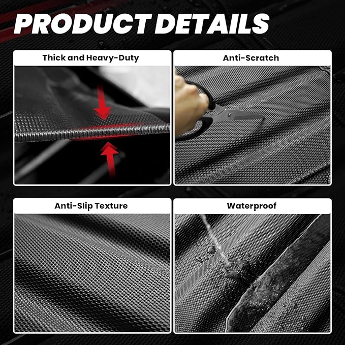 LASFIT 5FT Bed Liner for Jeep Gladiator JT 2026 2025 2024 2023 2022 2021 2020 (60 inches), All Weather TPE Custom Fit Truck Bed Mat Truck Cargo Bed Liner, Black