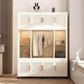 Portable Closet Storage with Magnetic Doors and Wheels, Foldable Armoire Wardrobe Closet with 1 Hanging Rod, 12 Cubes and 6 H