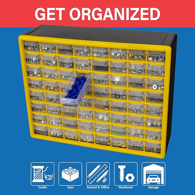 Akro-Mils 64-Drawer Plastic Drawer Storage Cabinet for Garage Organization, Bead Organizer, Building Bricks Storage, Teacher 