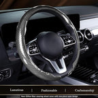 Aimato Car Steering Wheel Cover Carbon Fiber, Ultra-Thin Car Steering Wheel Cover,Comfortable & Breathable Microfiber,Universal Fit for Most Cars, Bright Silver