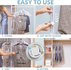 Hanging Vacuum Storage Bags, 6 Pack (41.3 x27.6 inch), Vacuum Seal Bags for Clothing, Garment Bags for Short Clothses, Jacket