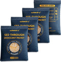 wisedry 4 x 500 Gram See-Through Silica Gel Packets, Color-Indicating Desiccant Packs for Storage, Reusable Safe