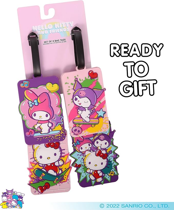 Hello Kitty Luggage Tag for Suitcases 4-Pack, Cute Luggage Tags, Sanrio Gifts for Travel