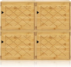 Fasmov Cube Storage Organizer, Bamboo Cube Bookshelf, Stackable Connect Storage Cube Cubby Organizer with Door, Stackable Cub
