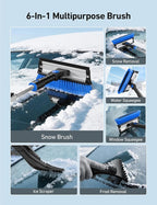 AstroAI 47.2" Ice Scrapers for Car Windshield, 3 in 1 Sturdy Snow Brush with Squeegee, 10 Adjustable Length Settings, Extendable Aluminum Handle, 180° Pivoting Snow Scraper for Car, Truck, SUV(Blue)