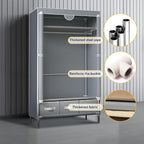 Portable Wardrobe Closet with Shelves & Drawers - Light Grey Oxford Fabric Clothes Organizer for Bedroom, Dorm Room - Waterpr