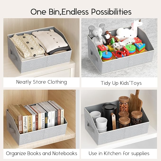 Homsorout Large Closet Organizers and Storage Bins - 6 Pack Trapezoid Storage Baskets for Shelves, Foldable Fabric Baskets wi