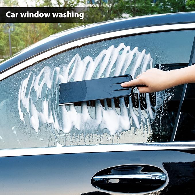 NEWISHTOOL Long Reach Auto Bulldozer Squeegee, 3PCS Bulldozer Tint Tool Squeegee and 10PCS Scrub Pads Mini Paddle Scrubber Squeegee for Window Tint Film Installing Vehicle Rear Window Glass Cleaning