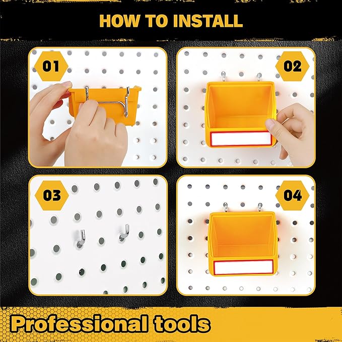 ELEAD Pegboard Bins Organizer Set 24-Pack - Durable Storage Tray for Screws, Nuts, Bolts, Hardware, Crafts, Accessories | Fit