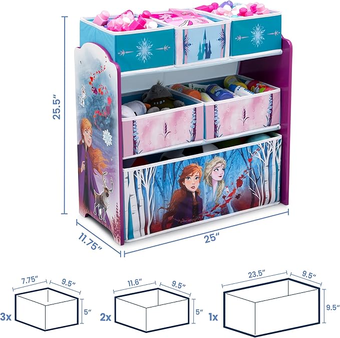 Disney Frozen II 6 Bin Design and Store Toy Organizer by Delta Children, Greenguard Gold Certified
