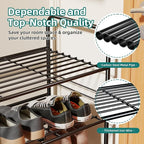 SUFAUY 3-Tier Shoe Rack, Closet Metal 33" Wide Shoe Rack Organizer Heavy Duty, Stackable, Black