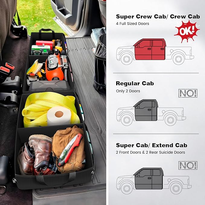 Truck Under Bench Seat Storage with Removable Divider for Ford F150, Chevy Silverado Under the Seat Organizer and Underseat