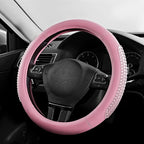 PIC AUTO Steering Wheel Cover, Glitter Gel Particles & Pink Luxury Leather Car Steering Cover, Universal Fit 14.5"-15.5" Anti
