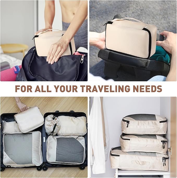 Toncoke 8-Piece Packing Cubes for Travel, Mesh Luggage Organizers with Shoe Bag, Toiletry Bag, Laundry Pouches, 4 Sizes (XL/L
