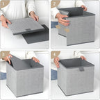 Storage Baskets, 11.8-Inch Woven Fabric Bins, Storage Cubes with Reinforced Handles, Organizer Bins for Closet Shelves, Folda