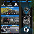 Wireless Apple Carplay Screen for Car with 4K Dash Cam, 10.26" Portable Apple Carplay & Android Auto, HD Touchscren with 1080