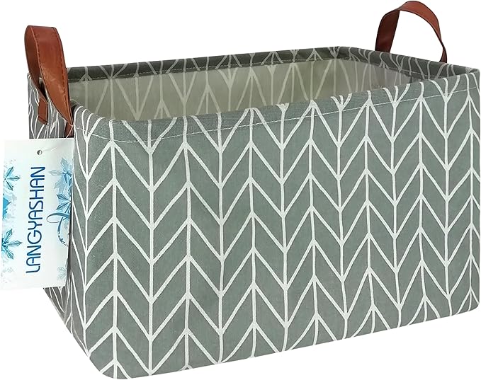 LANGYASHAN Rectangular Storage Bin Collapse Canvas Fabric Cartoon Storage Basket with Handles for Organizing Home Kitchen Boy