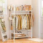 Portable Clothes Rack with Adjustable Shelf Divider, Freestanding Closet Organizers and Storage, Garment Rack and Purse Stora