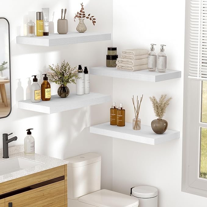 Vivelove 10 in Deep Floating Shelves for Wall, 24" x 10.2" x 1.5" Shelves for Room Wall Mounted, 1.5 Inch Thick Shelf for Bat