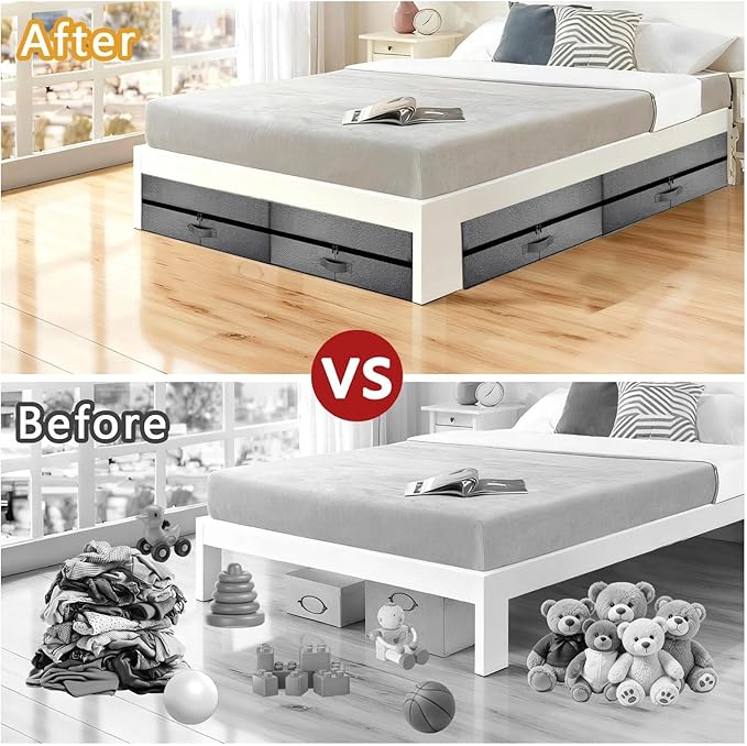 Under Bed Storage with Wheels, 2 Pack 75L Underbed Large Storage Bins with Lid, Adjustable Rolling Storage Containers for Clo