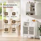 INNOD Bathroom Wall Cabinet, Wall-Mounted Medicine Cabinet with Adjustable Wood Shelf & Doors, Floating Bathroom Cabinet Over
