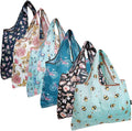 allydrew Large Foldable Tote Nylon Reusable Grocery Bags, 6 Pack
