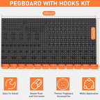 INCLY 48x24 Inch Metal Peg Board Kit with 1/4" Pegboard Hooks Accessories, 4PCS Pegboard Panels and 156PCS Black Pegboard Wal
