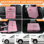 Pink Car Trash Can Cute, Pink Car Accessories for Women Waterproof Automotive Garbage Cans Leak Proof Vehicle Trash Can