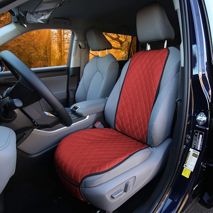 FH Group Car Seat Cushion – Faux Leather Single Front Seat Cover with Front Pockets, Airbag Compatible, Universal Fit Car Sea