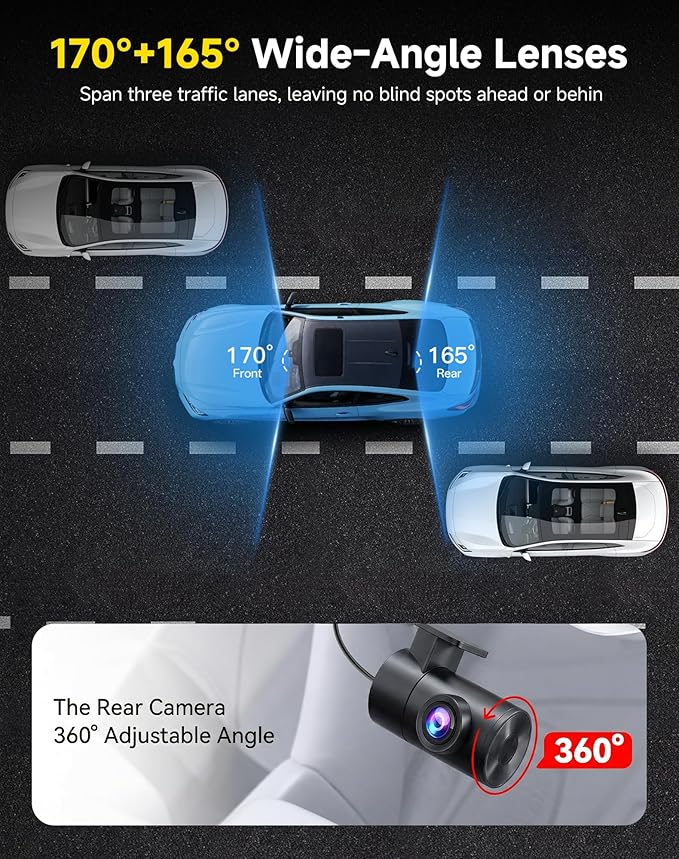 AXB Dash Cam Front and Rear: 4K+2.5K Dashcam with 5G WiFi APP Control & 64GB Card - Dual Dash Camera for Cars with 24H Parkin