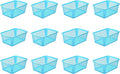 YBM HOME Plastic Perforated Storage Basket Bin Office Drawer, Shelf Desktop Countertop Tray Organizer 32-1184 (12, Blue)