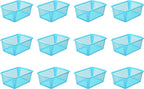 YBM HOME Plastic Perforated Storage Basket Bin Office Drawer, Shelf Desktop Countertop Tray Organizer 32-1184 (12, Blue)