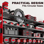 12 Cordless Drill Holder Large Power Tool Organizer Wall Mount with Side Pegboard & Screwdriver Holder, 4-Tier Heavy Duty Met
